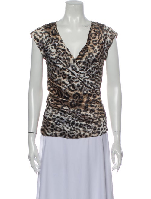 Nicole Miller Animal Print V-Neck Blouse w/ Tags B