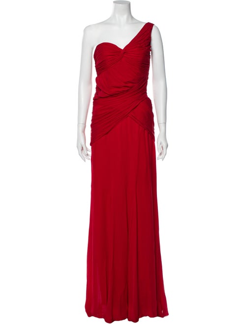 Nicole Miller One-Shoulder Long Dress Red
