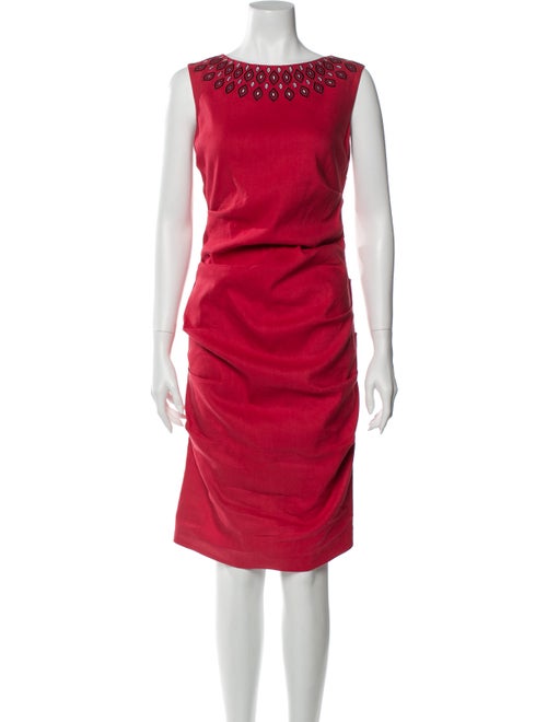 Nicole Miller Bateau Neckline Midi Length Dress Re