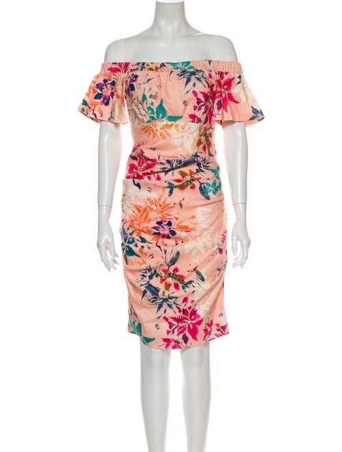 Nicole Miller Floral Print Knee-Length Dress