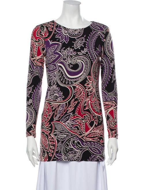 Nicole Miller Paisley Print Scoop Neck Tunic Purpl