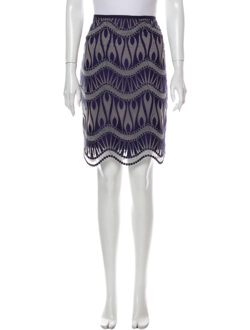 Nicole Miller Printed Knee-Length Skirt Blue
