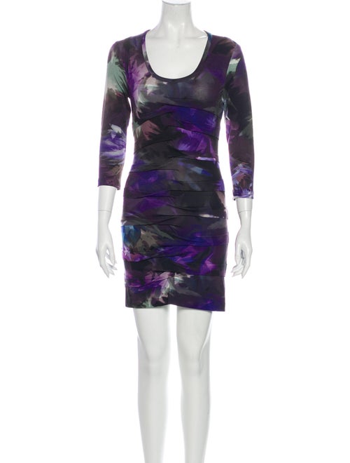 Nicole Miller Printed Mini Dress Purple