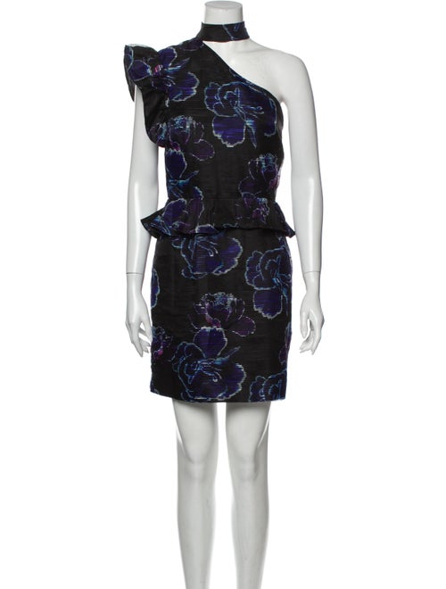 Nicole Miller Floral Print Mini Dress Black