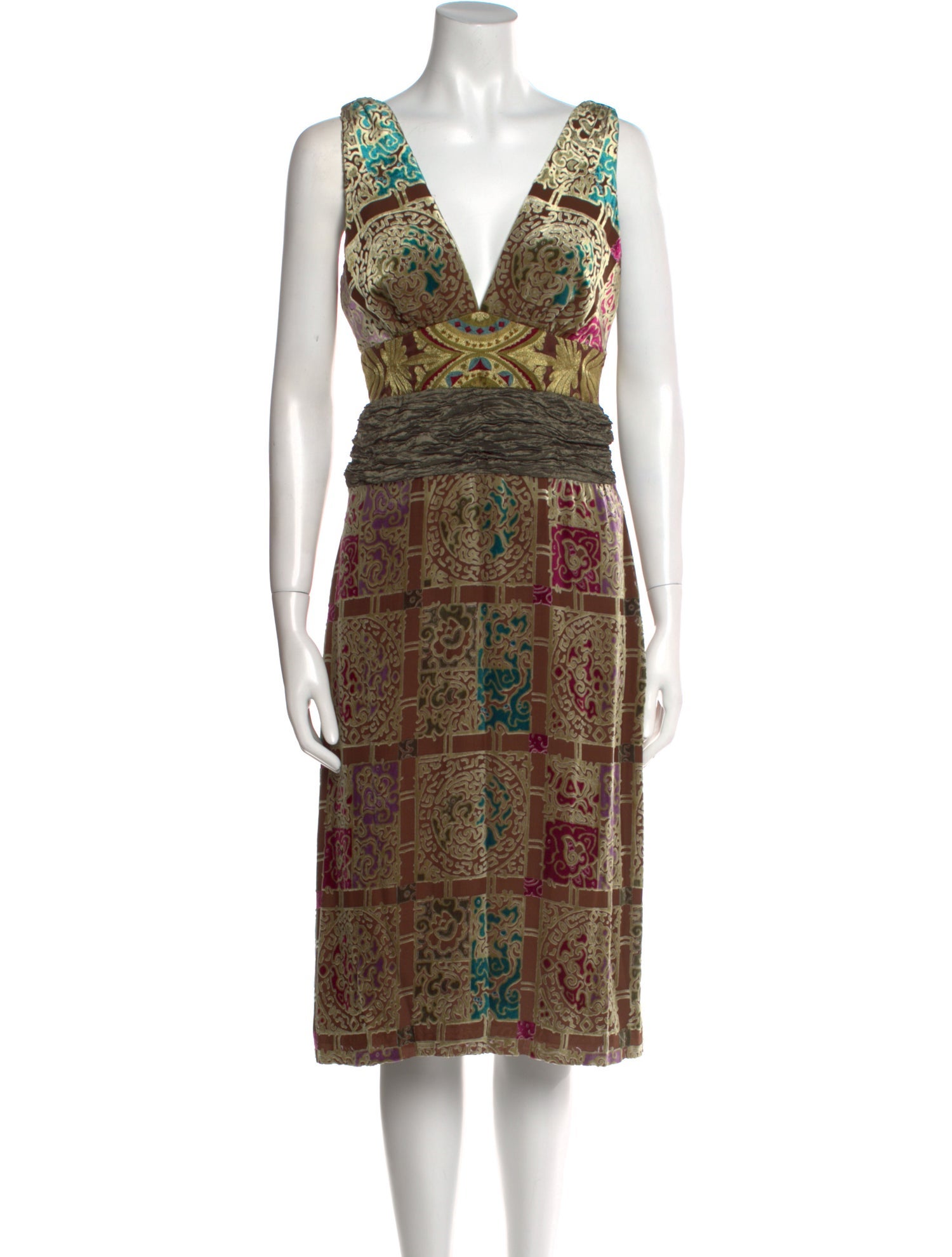 Nicole Miller Paisley Print Midi Length Dress