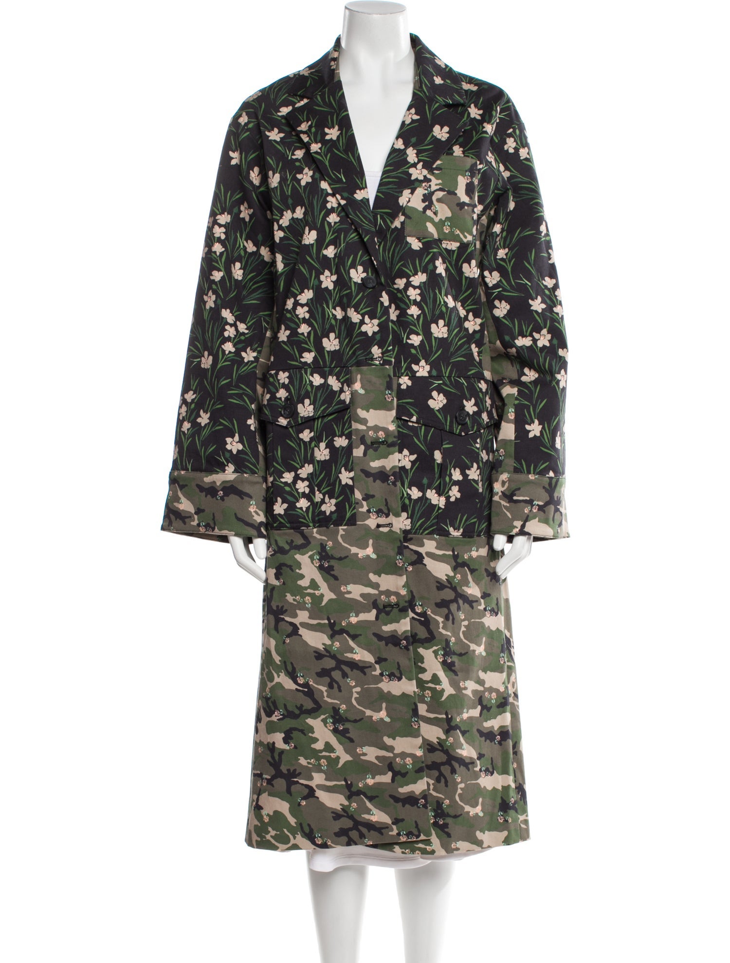 Nicole Miller Floral Print Trench Coat