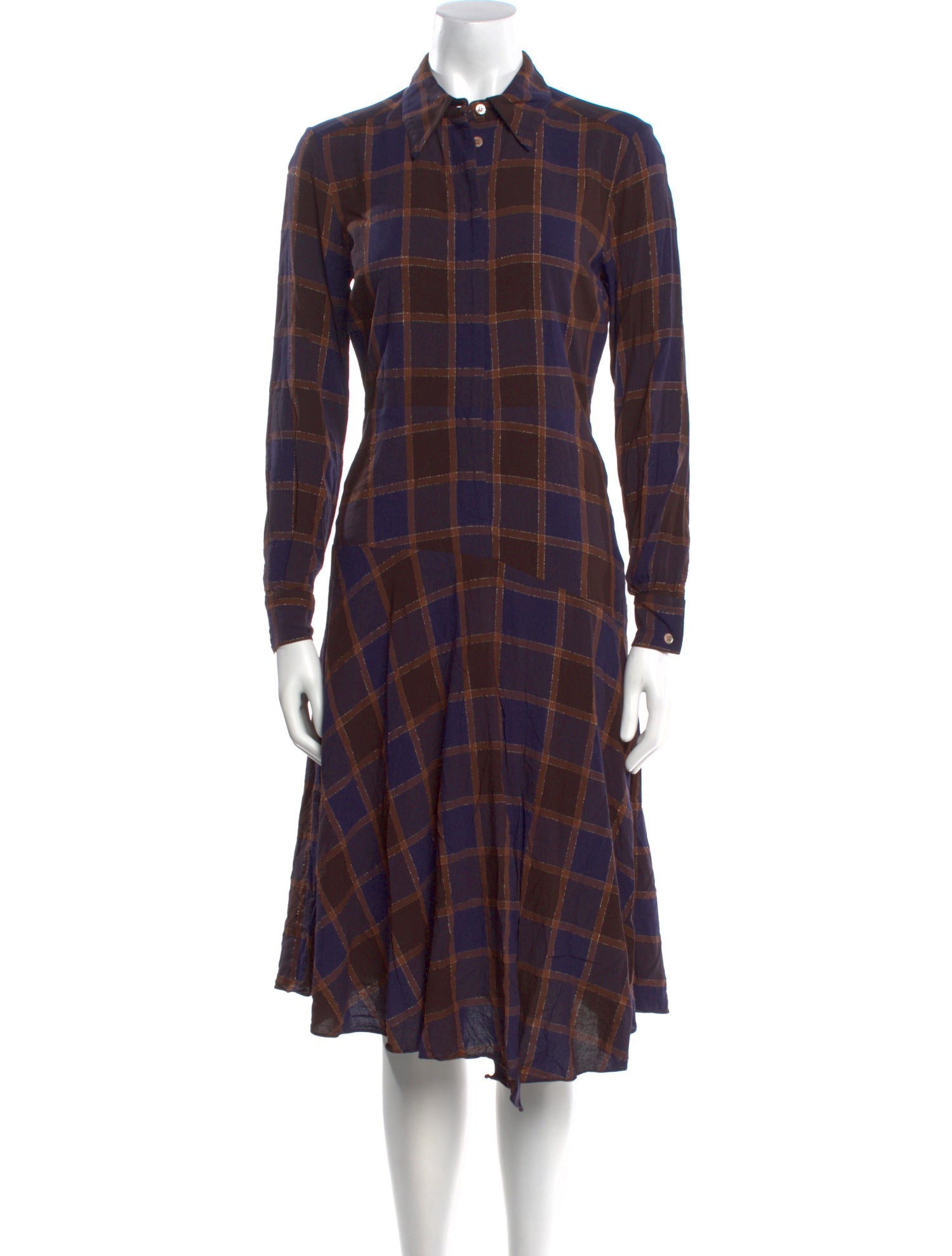 Nicole Miller Plaid Print Midi Length Dress