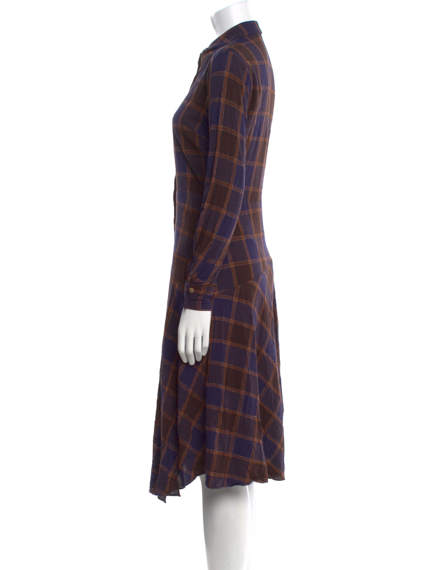 Nicole Miller Plaid Print Midi Length Dress