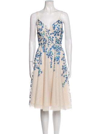 Nicole Miller Floral Print Knee-Length Dress