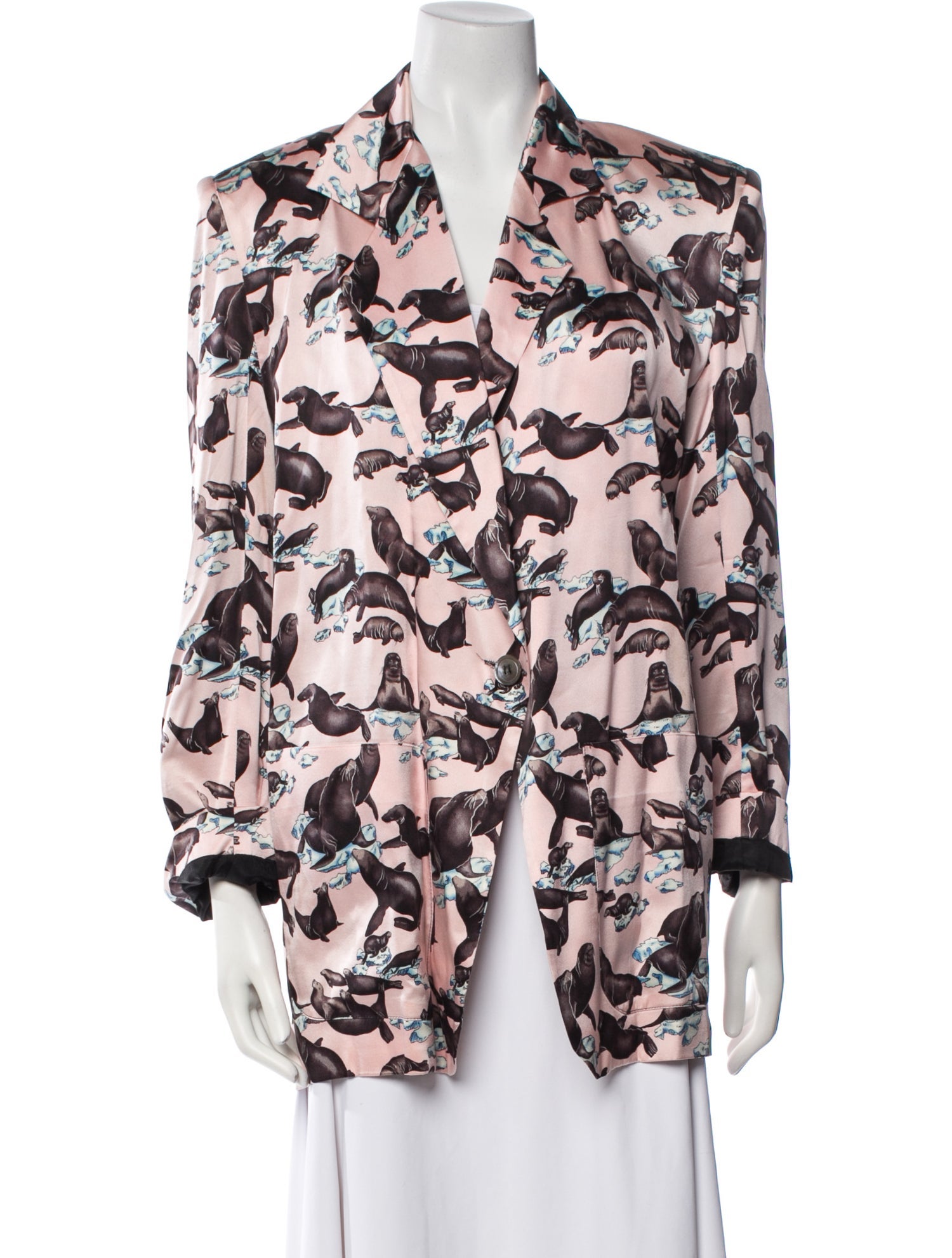 Nicole Miller Silk Floral Print Blazer