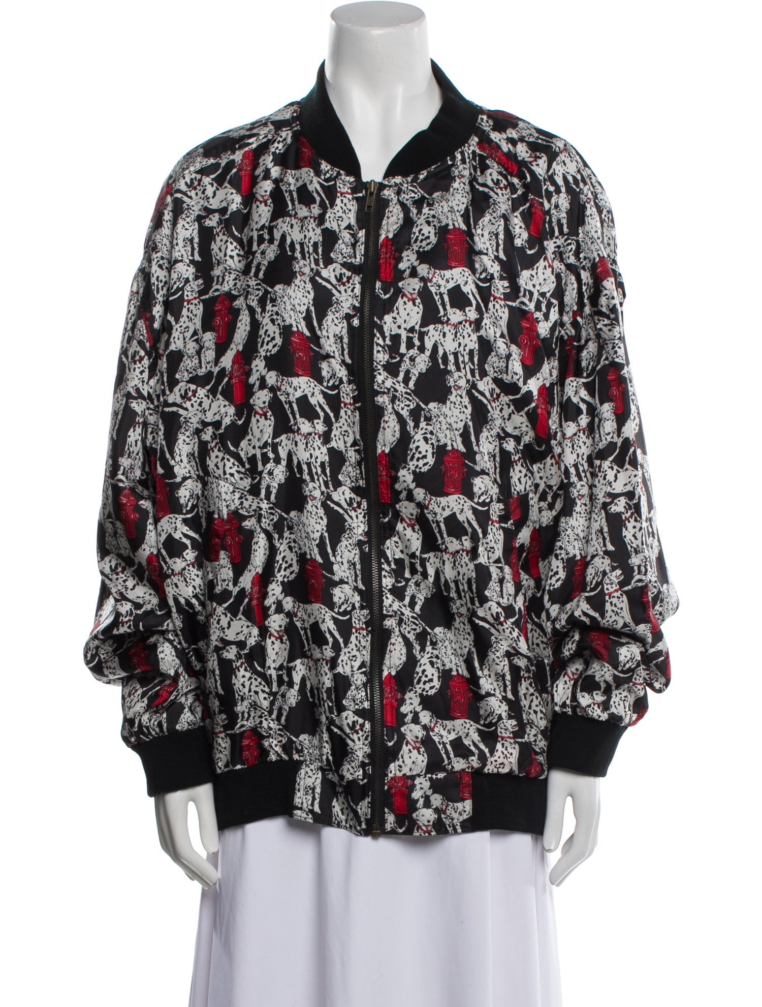 Nicole Miller Silk Printed Bomber Jacket
