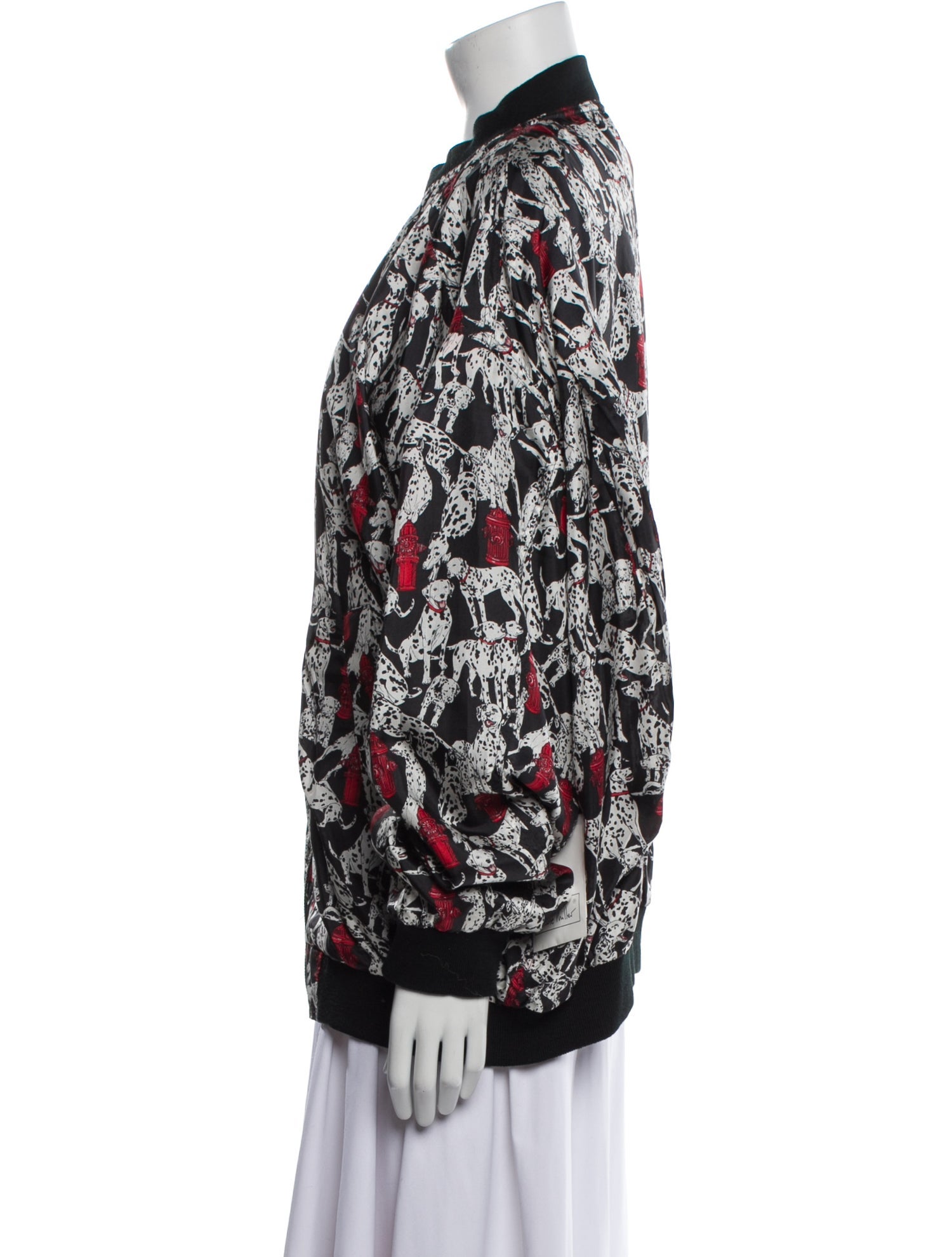 Nicole Miller Silk Printed Bomber Jacket