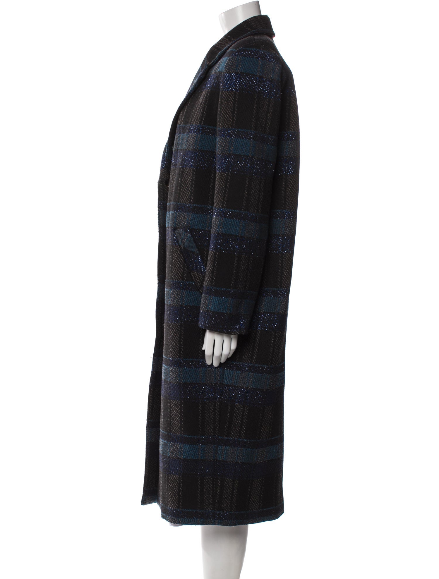 Nicole Miller Wool Plaid Print Coat