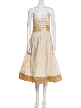 Nicole Miller Square Neckline Midi Length Dress