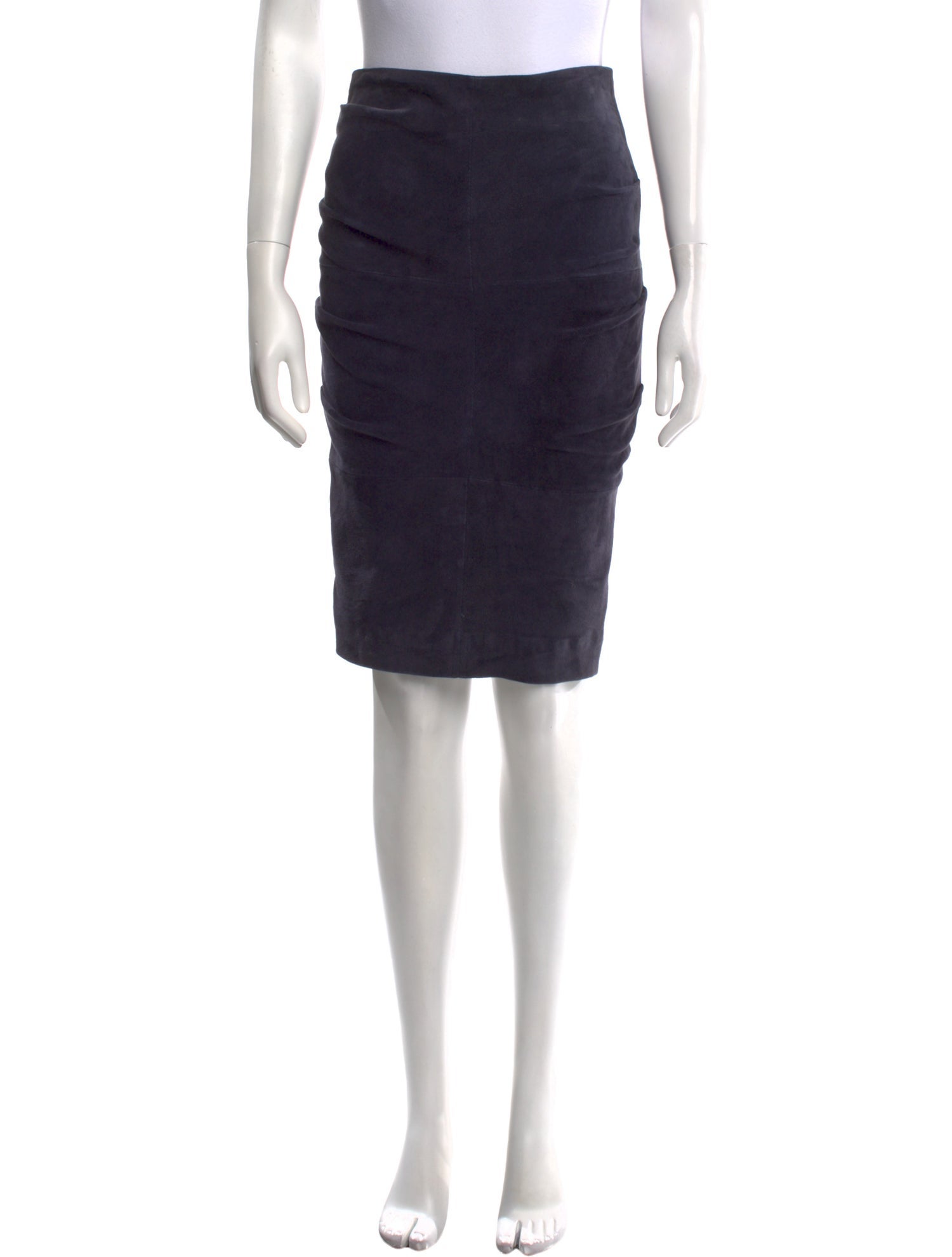 Nicole Miller Goat Leather Knee-Length Skirt