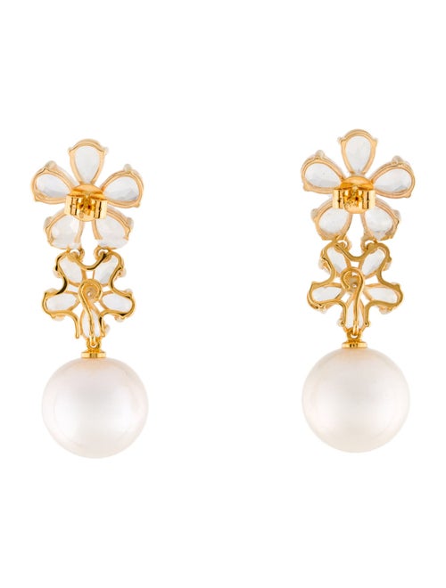 Nina Zhou 14K Pearl, Moonstone & Diamond Convertible Drop Earrings