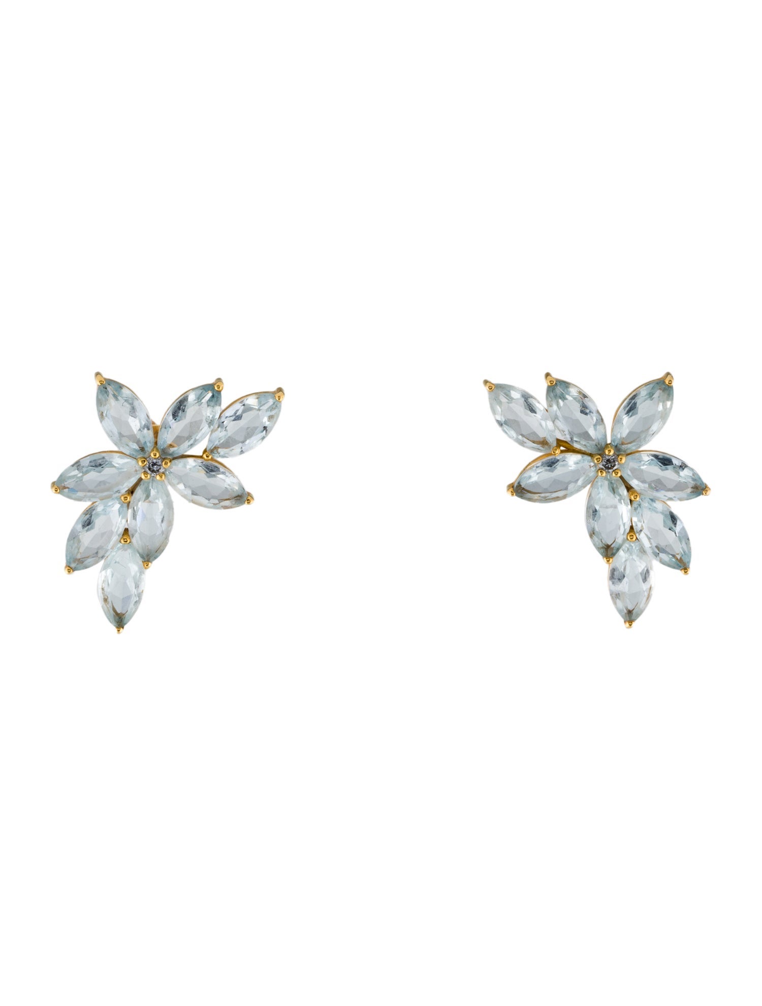 Nina Zhou 14K 7.66ctw Aquamarine & Diamond Ear Climbers