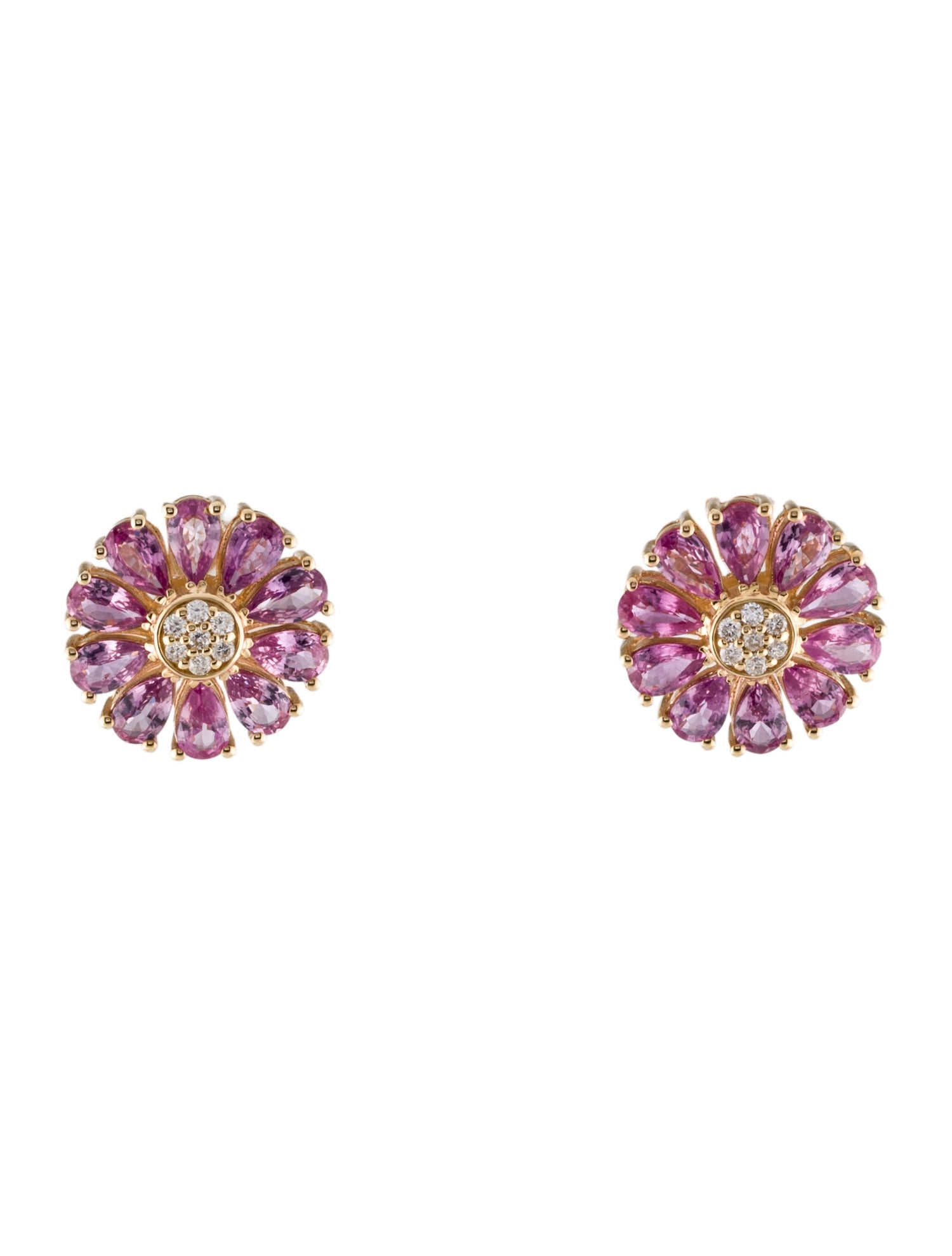 Nina Zhou 14K 4.54ctw Pink Sapphire & Diamond Stud Earrings
