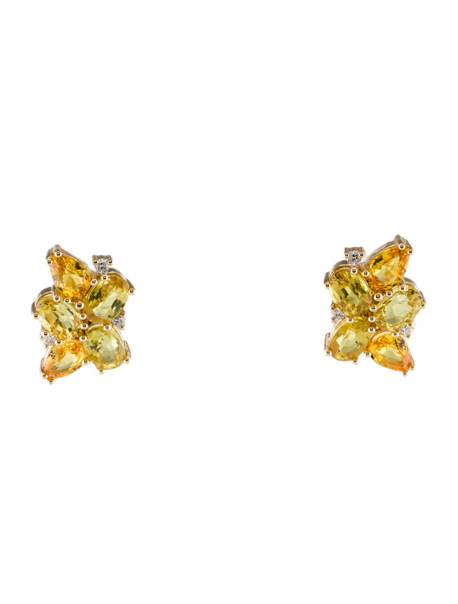 Nina Zhou 14K Sapphire & Diamond Stud Earrings