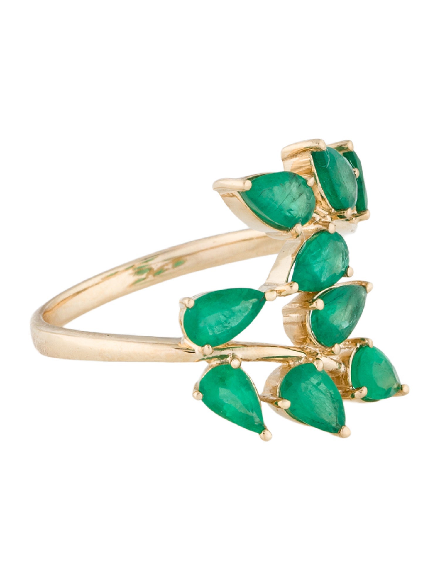 Nina Zhou 14K 2.25ctw Emerald Branch Leaves Ring