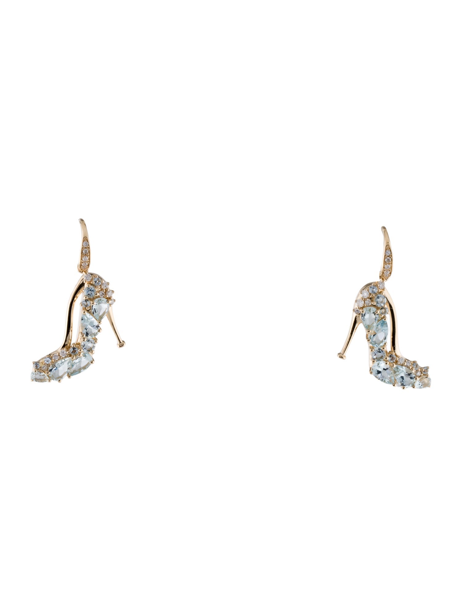 Nina Zhou 14K Aquamarine & Diamond Shoe Drop Earrings