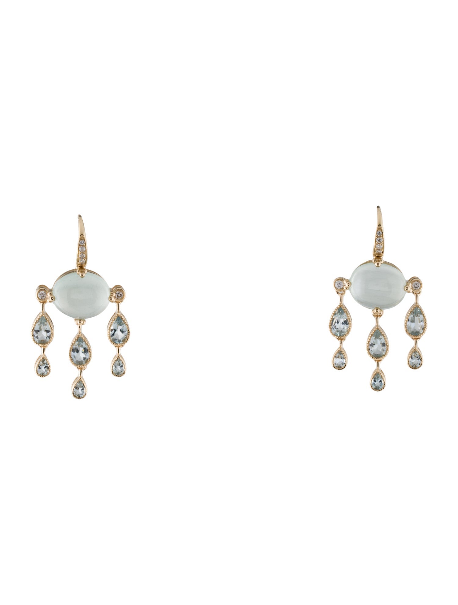 Nina Zhou 14K Aquamarine & Diamond Drop Earrings
