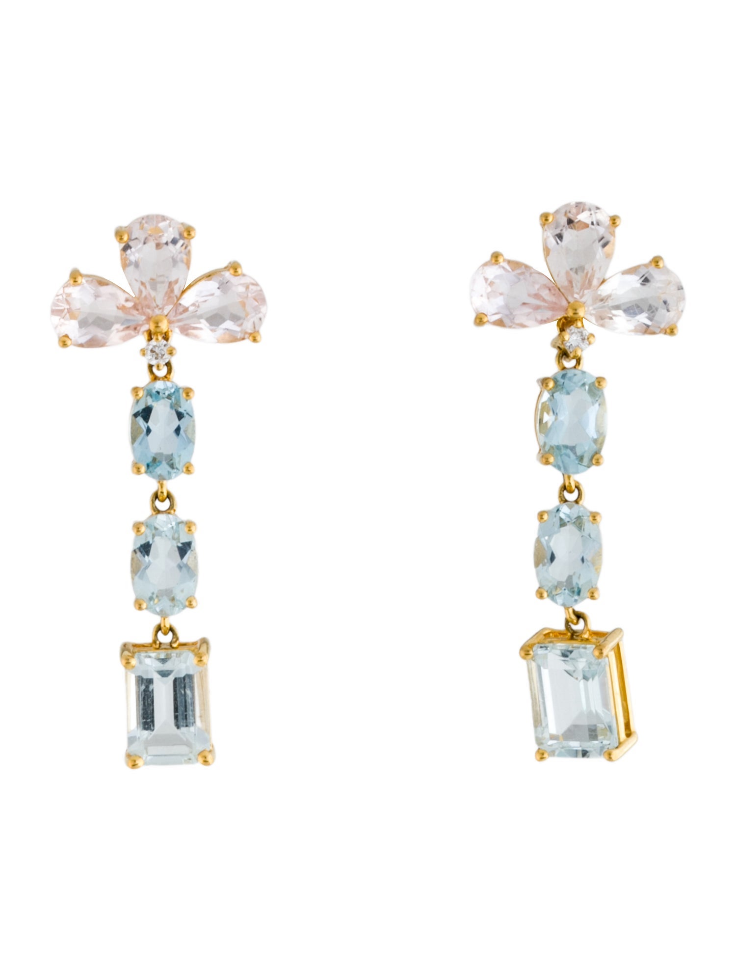 Nina Zhou 14K Morganite, Aquamarine & Diamond Drop Earirngs