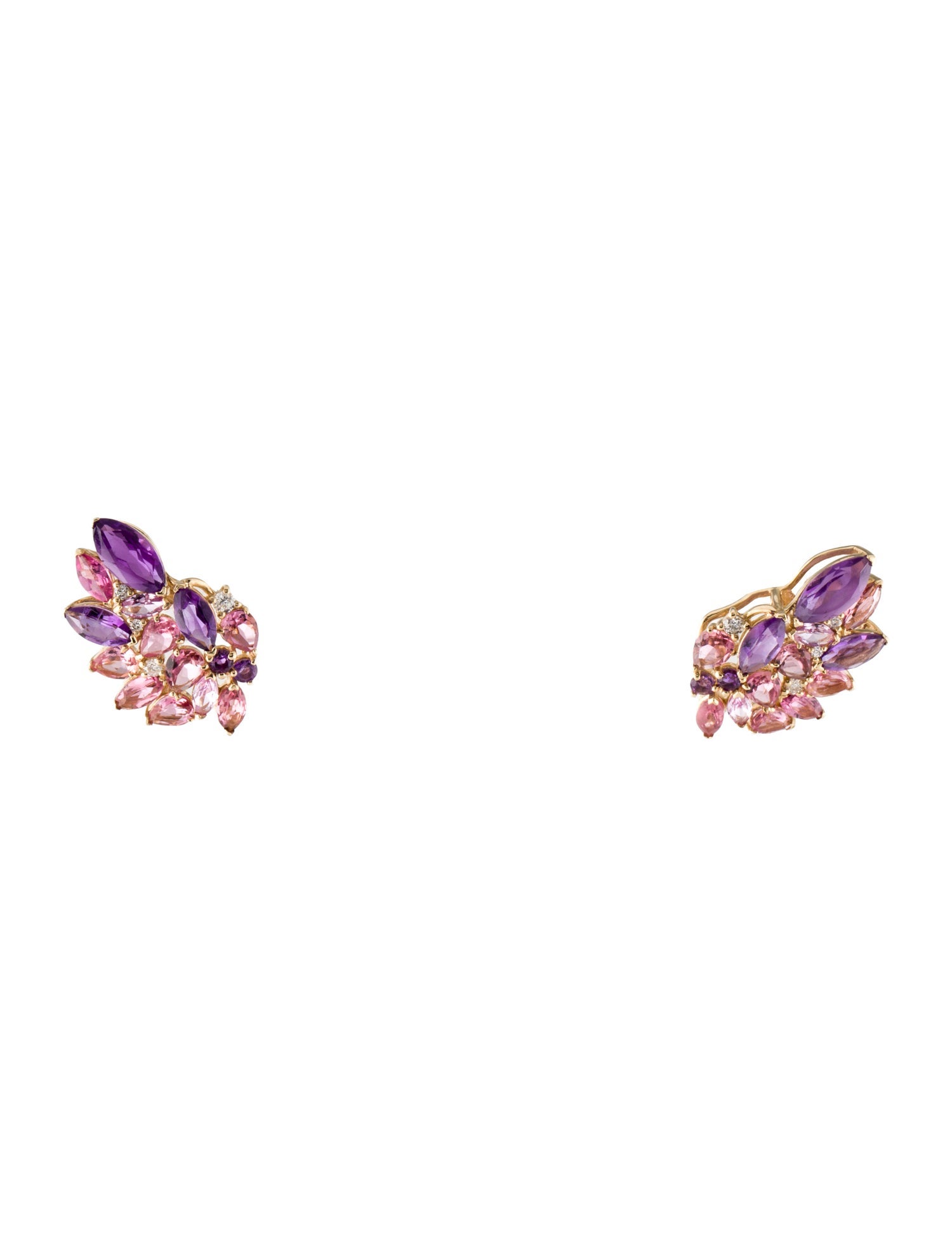 Nina Zhou 14K Pink Sapphire, Amethyst, Tourmaline & Diamond Stud Earrings