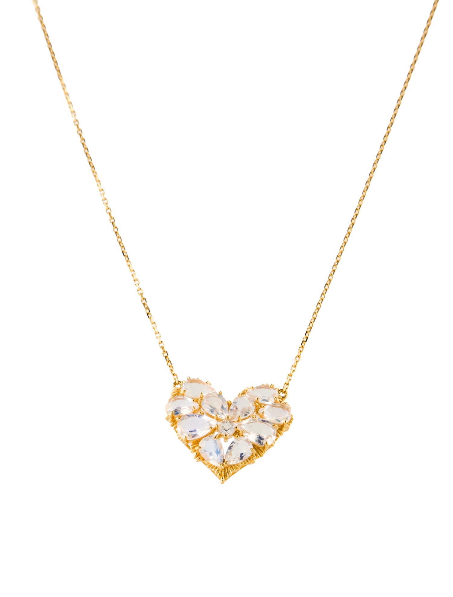 Nina Zhou 14K Moonstone Heart Pendant Necklace