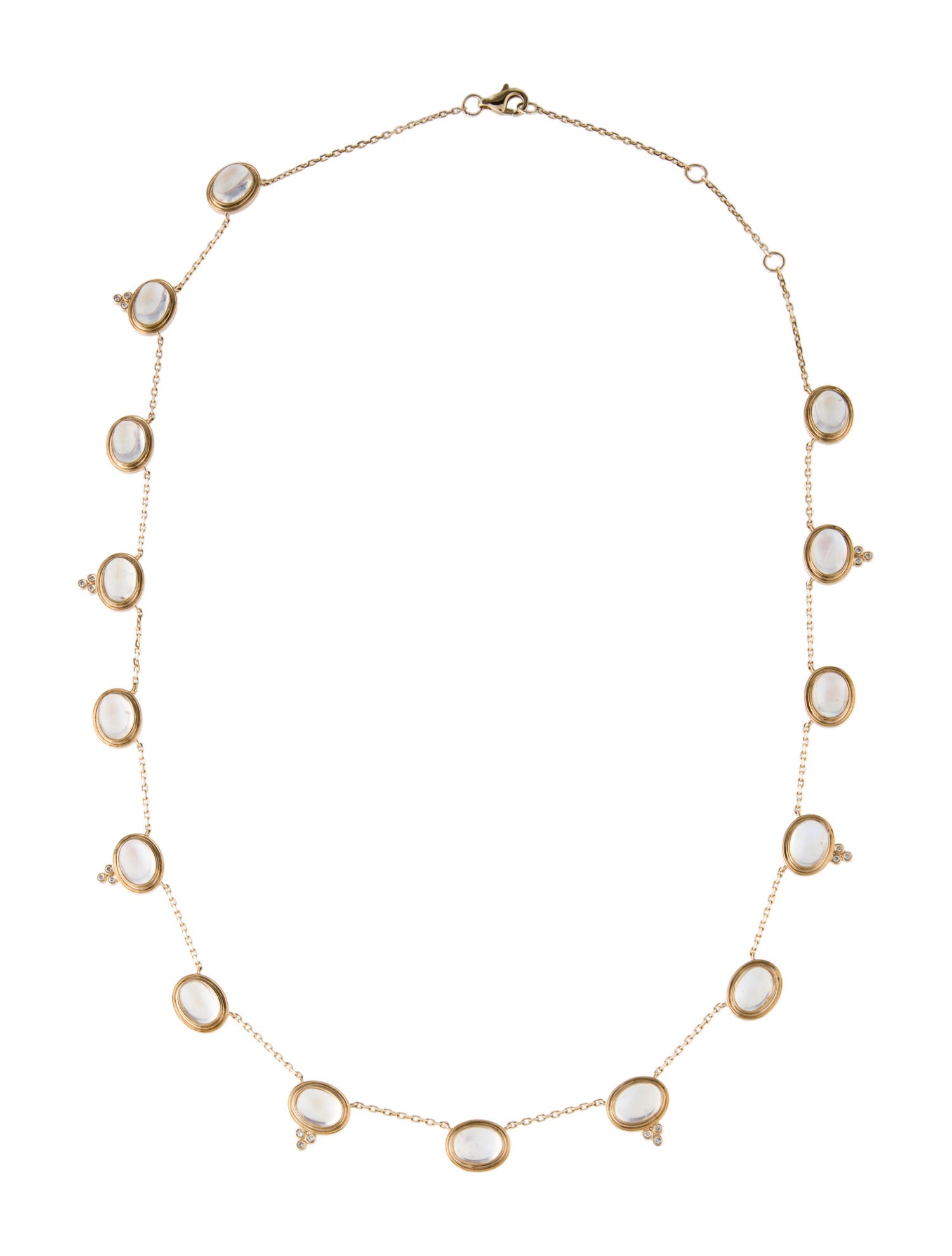 Nina Zhou 14K Moonstone & Diamond Station Necklace