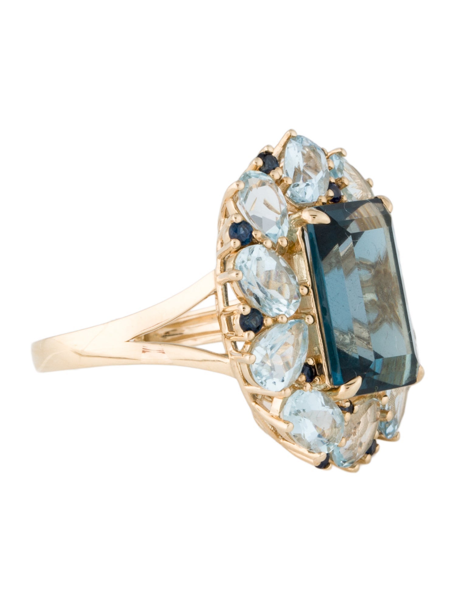 Nina Zhou 14K Topaz, Aquamarine & Sapphire Cocktail Ring