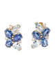 Nina Zhou 18K Sapphire, Aquamarine & Diamond Stud Earrings