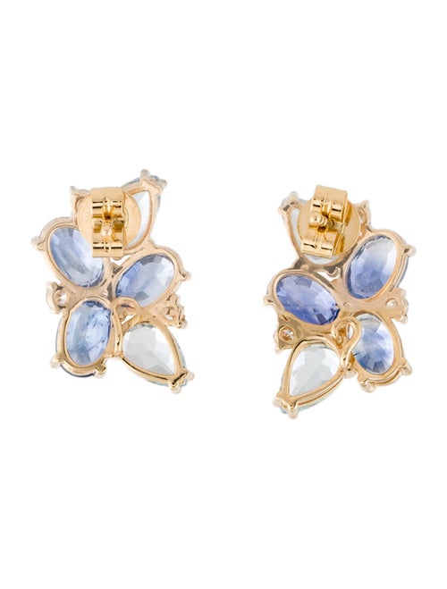 Nina Zhou 18K Sapphire, Aquamarine & Diamond Stud Earrings