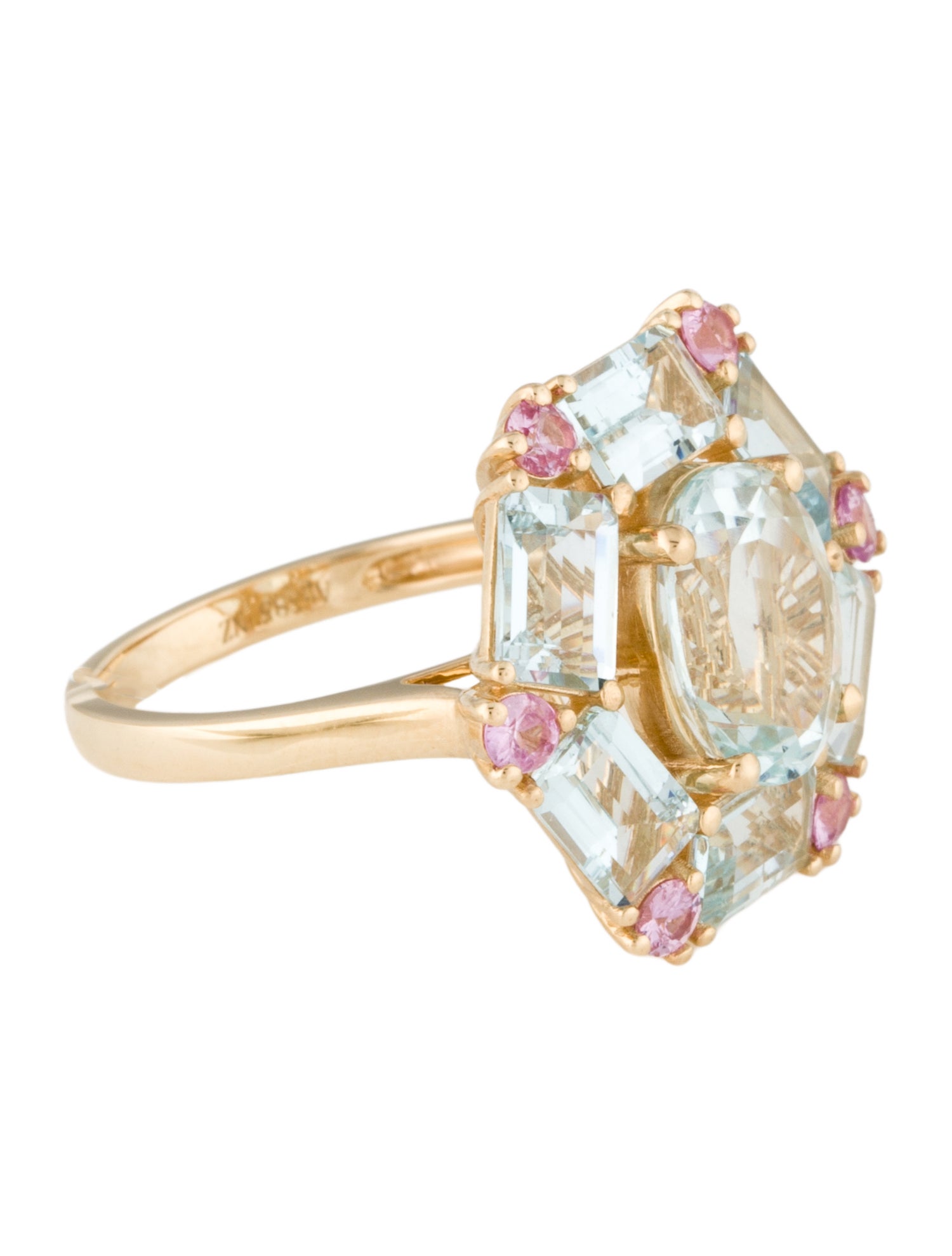 Nina Zhou 14K Aquamarine & Sapphire Cocktail Ring