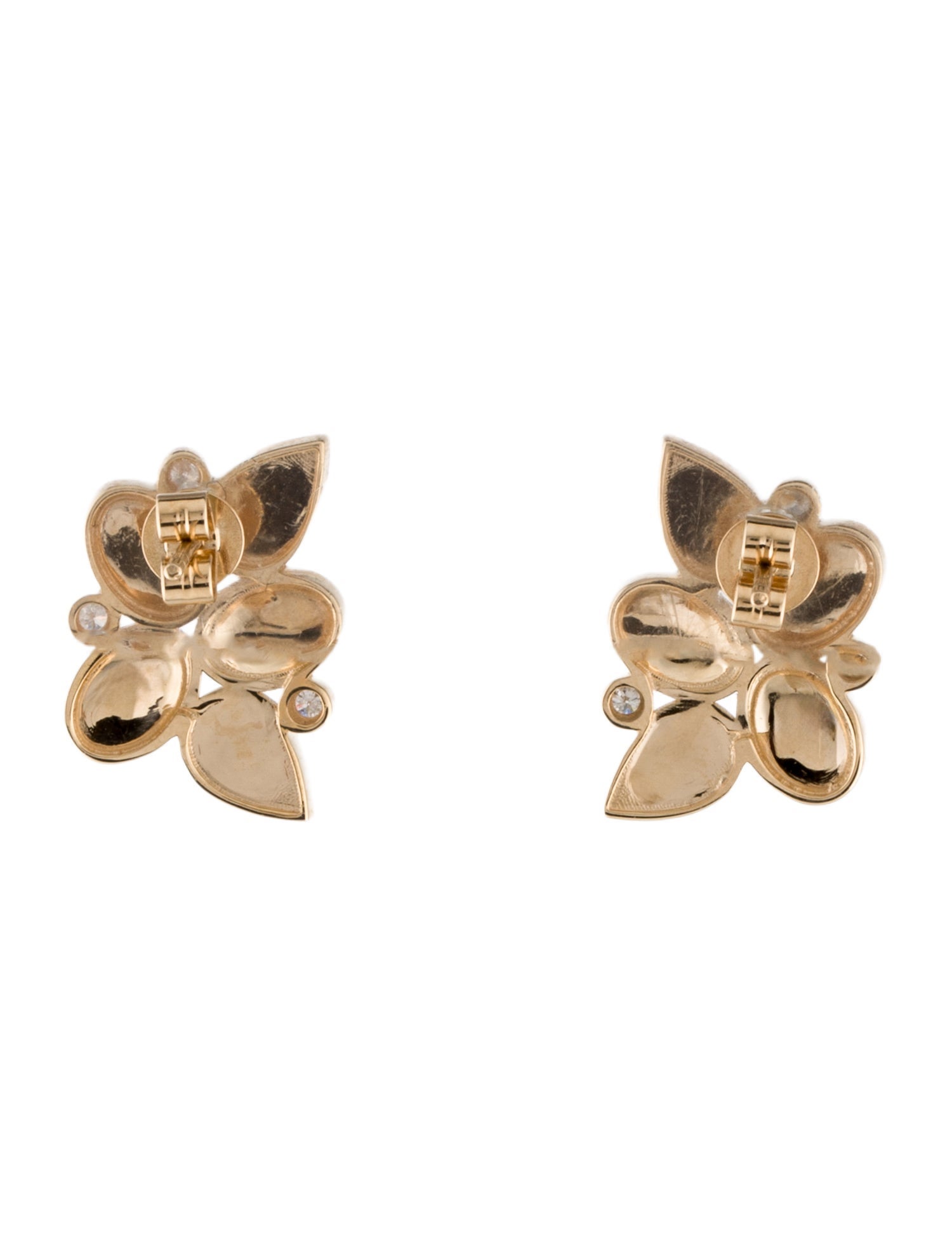 Nina Zhou 14K Jadeite & Diamond Stud Earrings