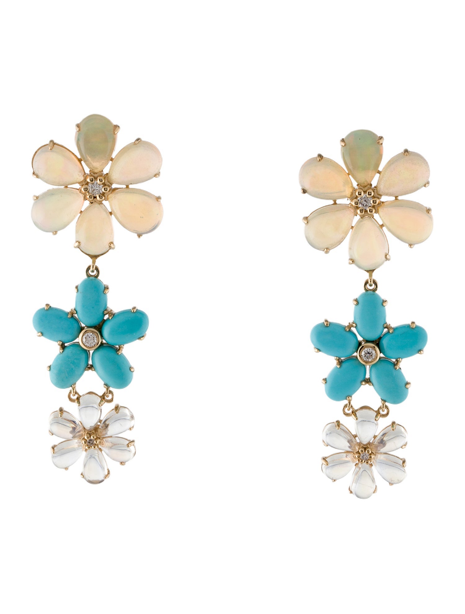 Nina Zhou 14K Multistone Blossom Drop Earrings