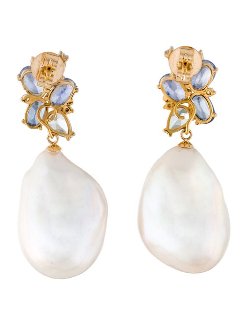 Nina Zhou 18K Pearl & Multistone Elizabeth Drop Earrings