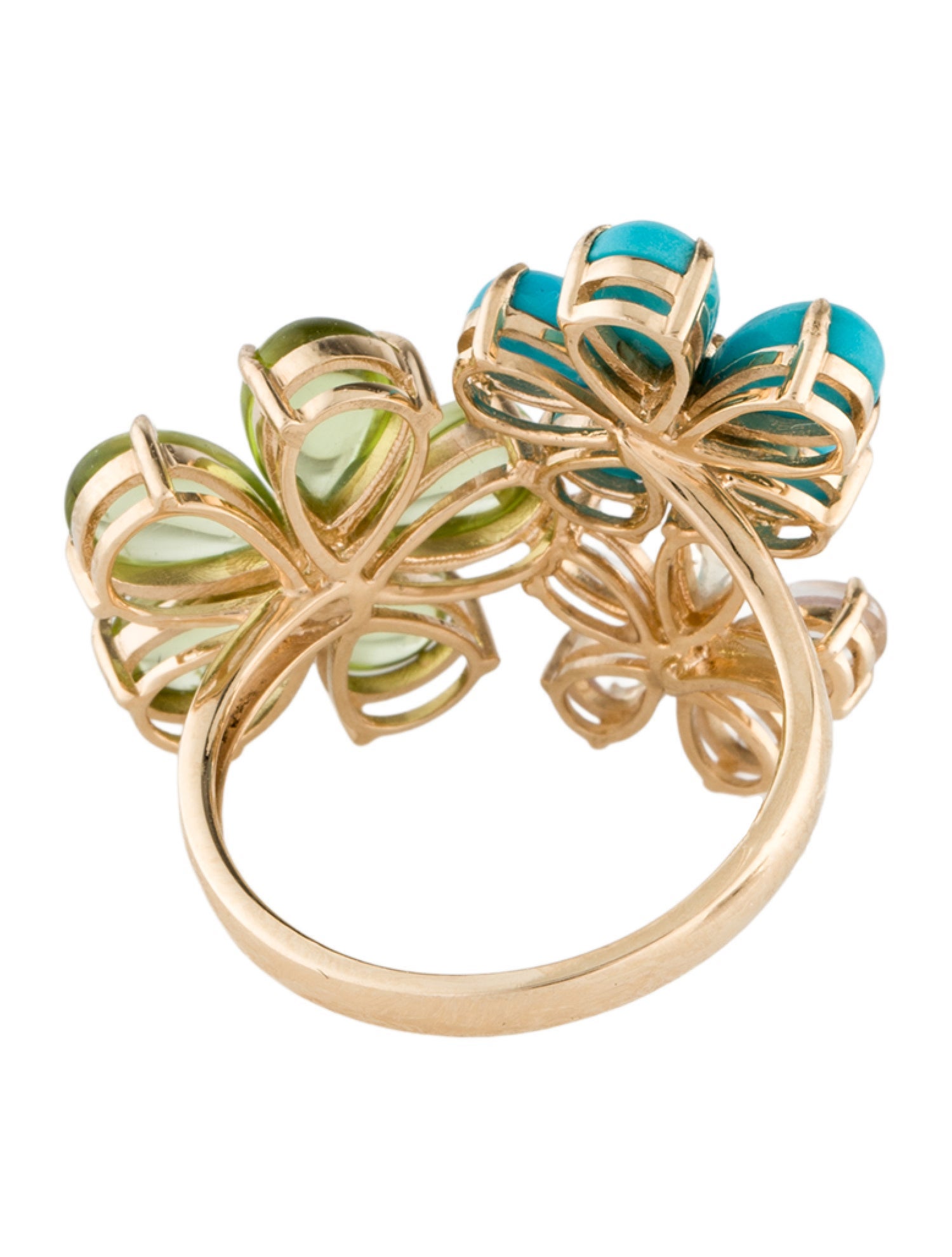 Nina Zhou 14K Multi-Gemstone & Diamond Flower Cocktail Ring