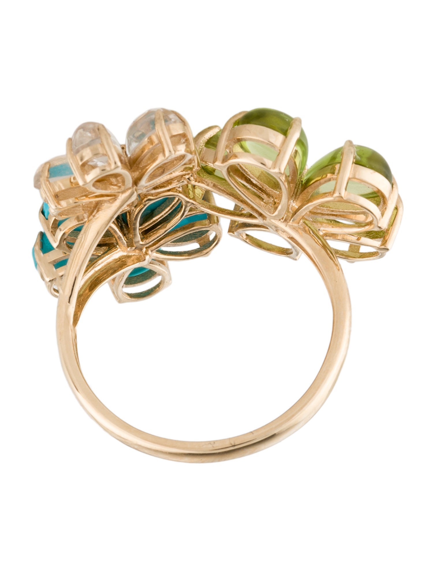 Nina Zhou 14K Multi-Gemstone & Diamond Flower Cocktail Ring