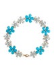 Nina Zhou 14K 10.20ctw Aquamarine, Turquoise & Diamond Cherry Blossom Flower Link Bracelet