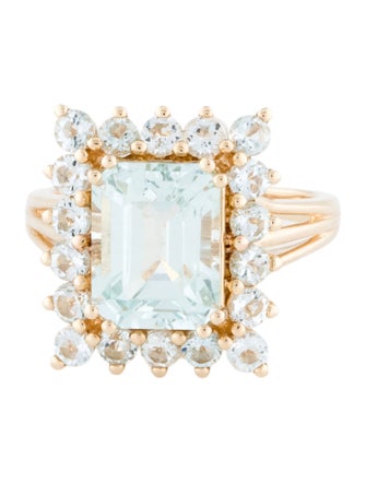 Nina Zhou 14K 3.66ct Aquamarine Cocktail Ring