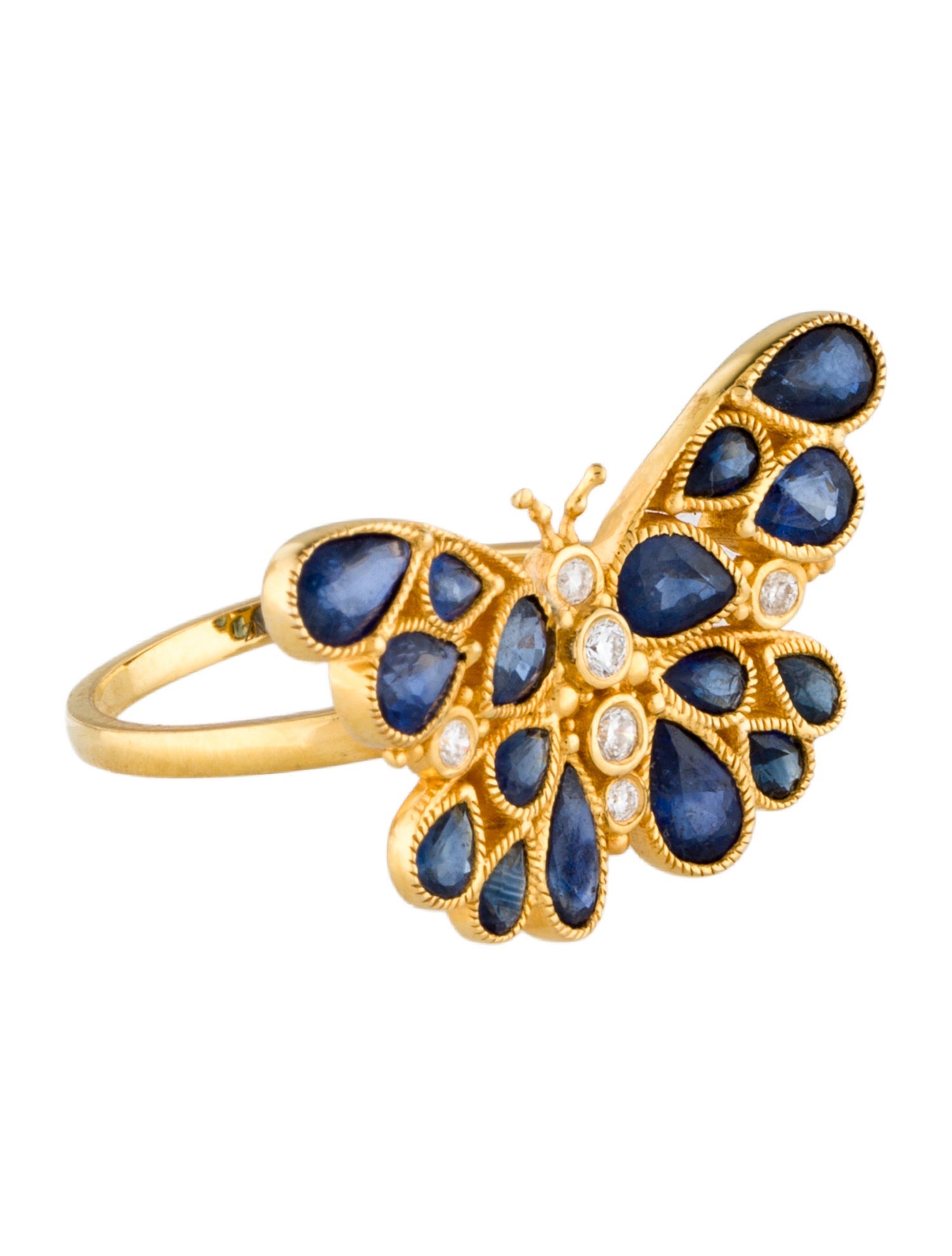 Nina Zhou 14K Sapphire & Diamond Butterfly Ring