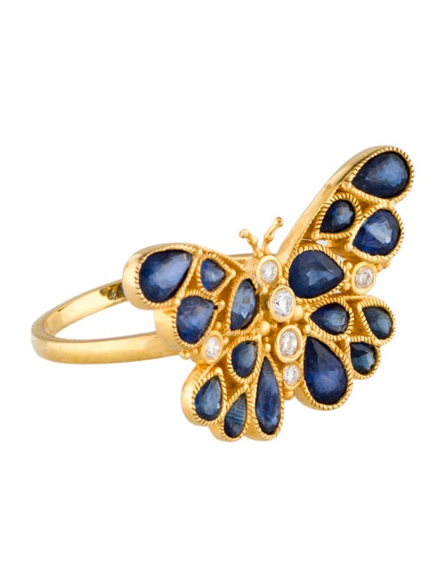 Nina Zhou 14K Sapphire & Diamond Butterfly Ring