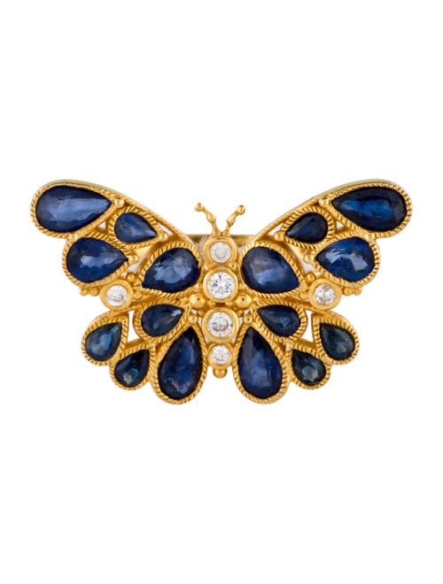 Nina Zhou 14K Sapphire & Diamond Butterfly Ring