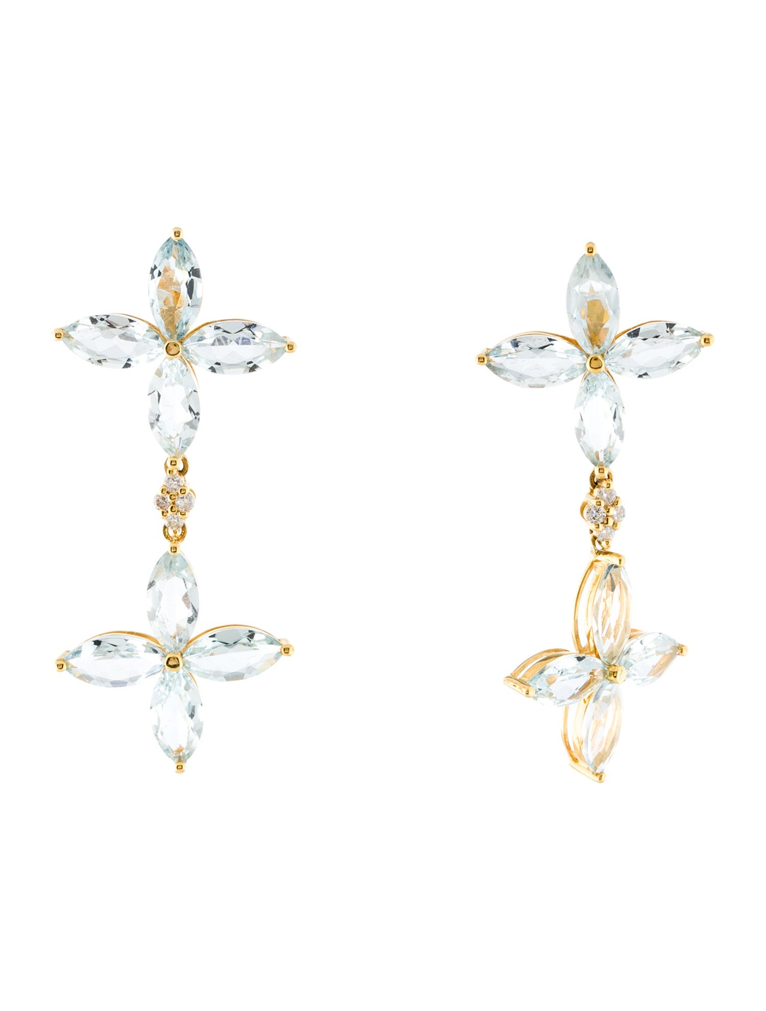 Nina Zhou 14K Aquamarine & Diamond Drop Earrings
