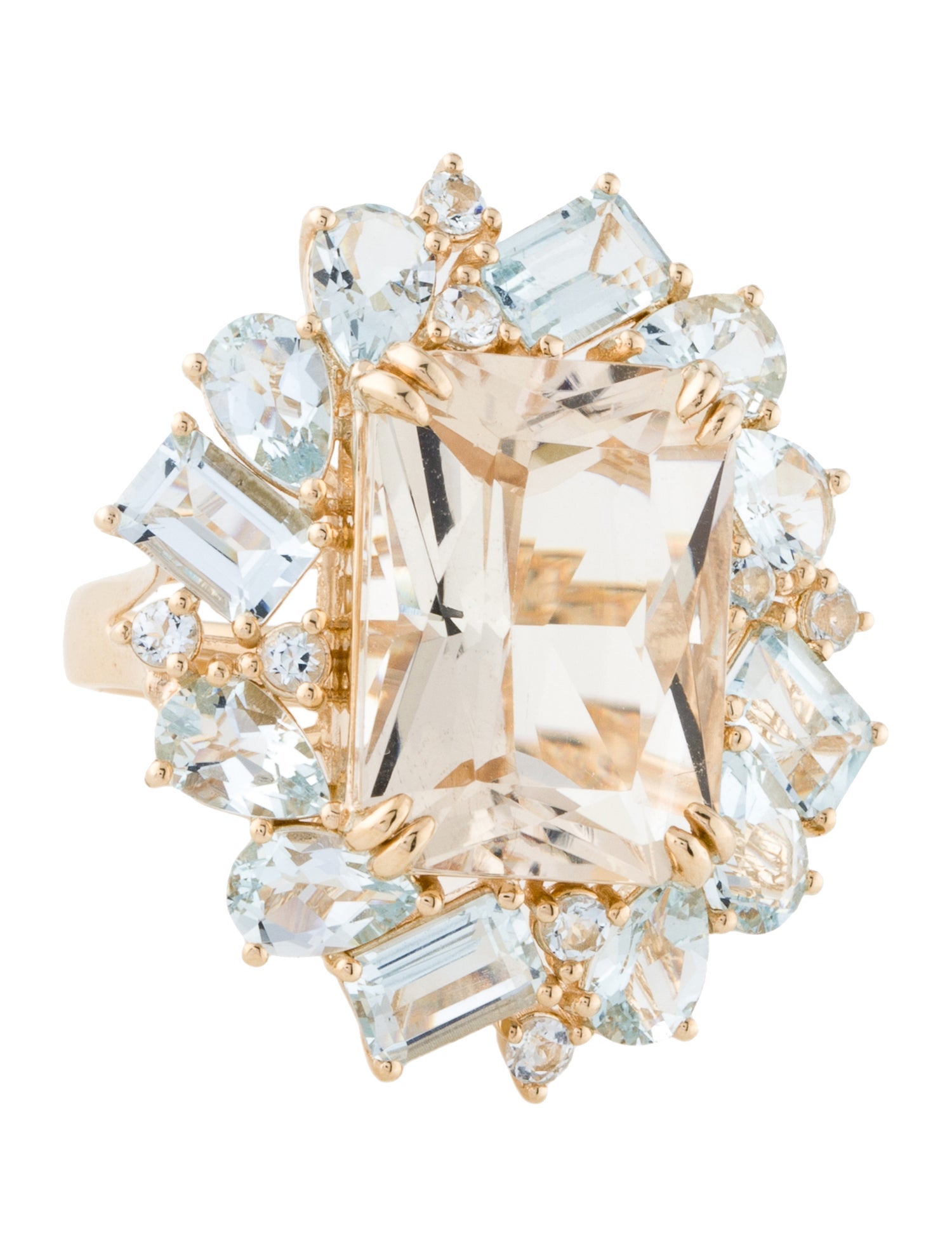 Nina Zhou 14K Scapolite & Aquamarine Cocktail Ring