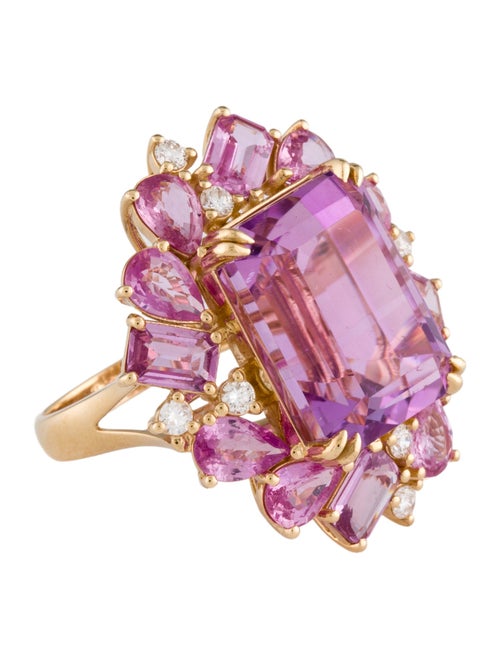 Nina Zhou 18k 22.00ct Kunzite, Pink Sapphire & Diamond Thea Cocktail Ring