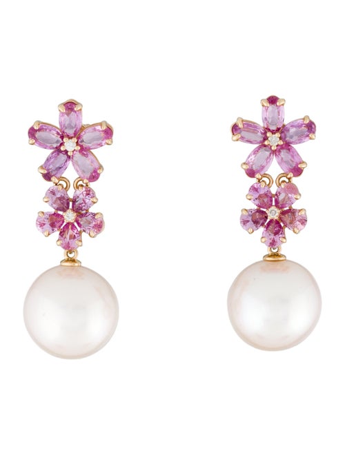 Nina Zhou 18K Pearl, Sapphire & Diamond Blossom Convertible Drop Earrings