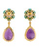 Nina Zhou 14K Amethyst, Turquoise & Diamond Drop Earrings