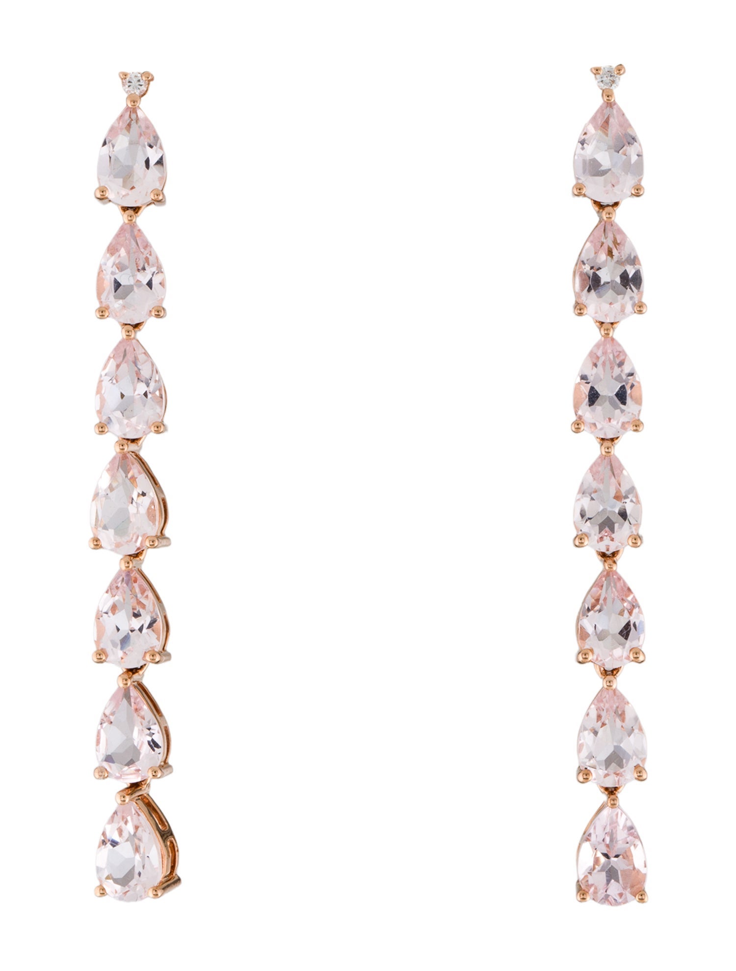 Nina Zhou 18K 5.60ctw Morganite & Diamond Linear Drop Earrings